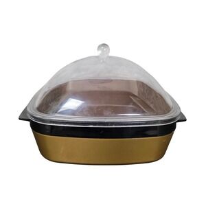 Thermo Serv Insulated Dish Vintage‎ Gold Square GOOD Retro Kitchen  Serving